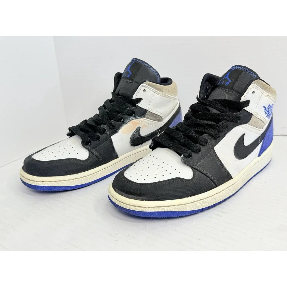 Air Jordan 1 Mid SE Royal Black Toe Men's 9.5 852542-102 Hyper Royal 2020